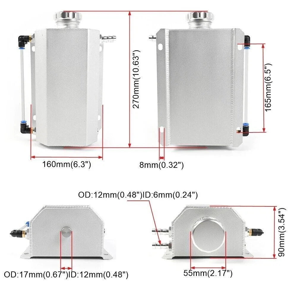 Aluminum Coolant Overflow Tank 2L for Radiators