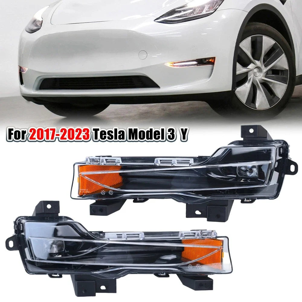 Front Fog Light Lamps Set of 2 LED DRL for Tesla Model Y 3 (2017-2023)