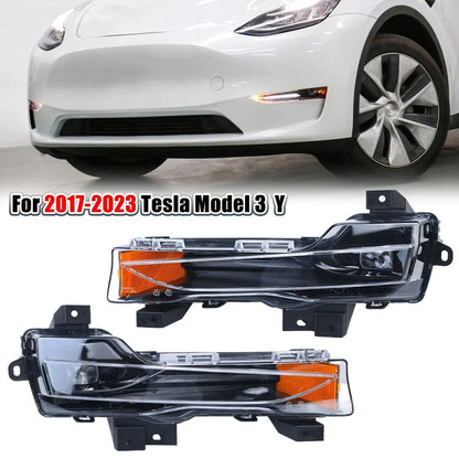 Front Fog Light Lamps Set of 2 LED DRL for Tesla Model Y 3 (2017-2023)