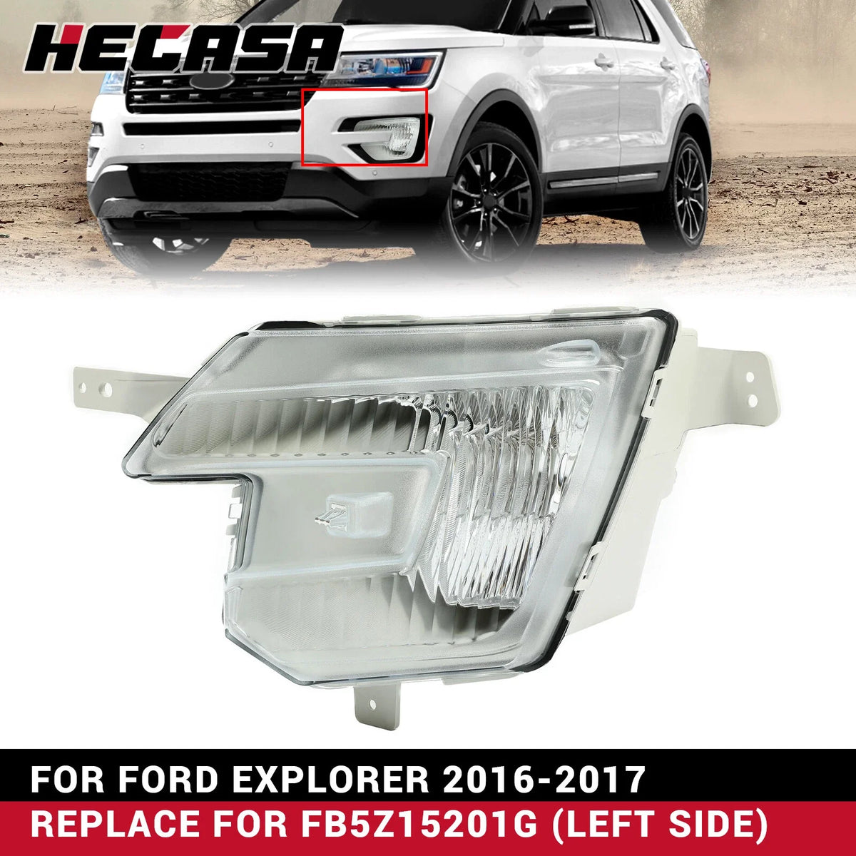 Fog Light Left Side Halogen for 2016-2017 Ford Explorer
