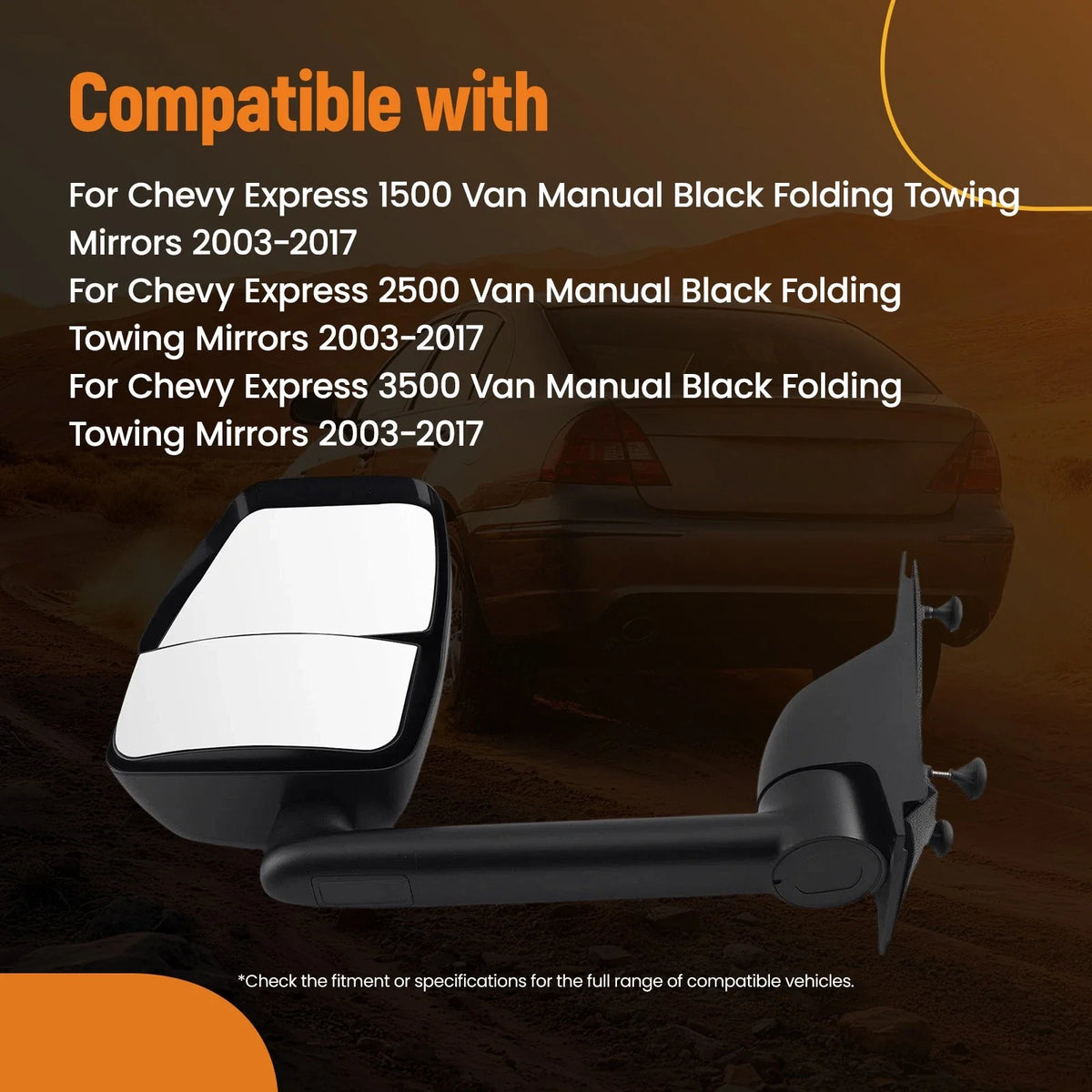 Side View Mirror Left Manual Fold for Chevy Express Van 2003-2017