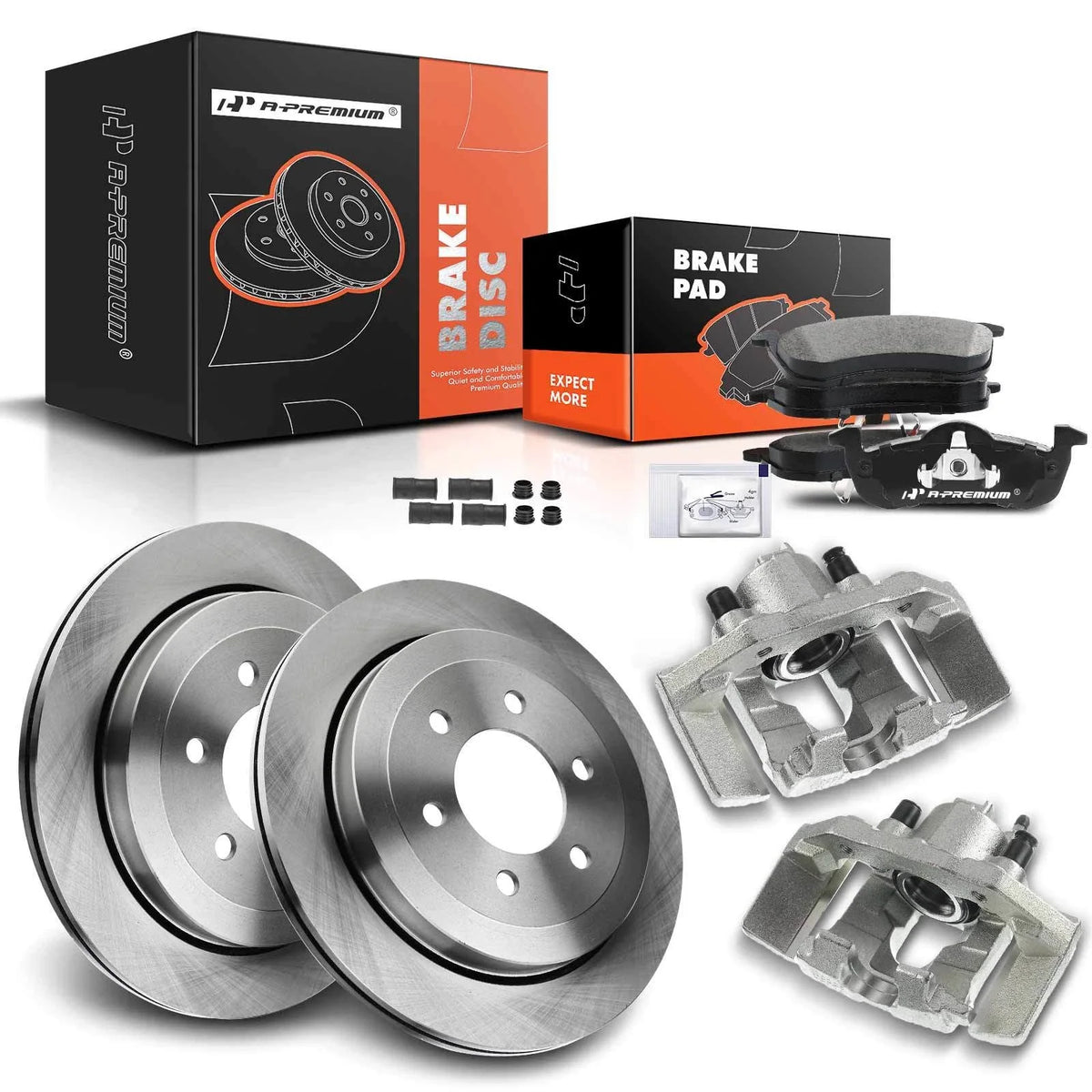Pair Rear Brake Rotor & Pad Caliper for Ford Lincoln Expedition