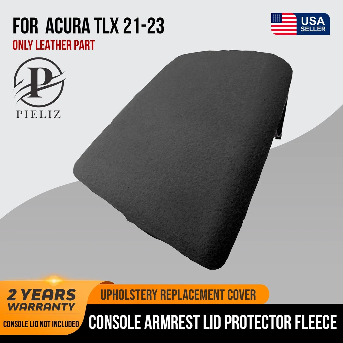 Fleece Console Lid Armrest Cover for Acura TLX (2021–2023) Black