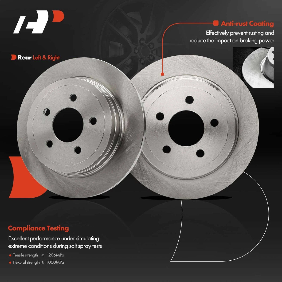 Disc Brake Rotor & Rear Ceramic Pad Set for Ford Explorer Sport Trac (03-05)
