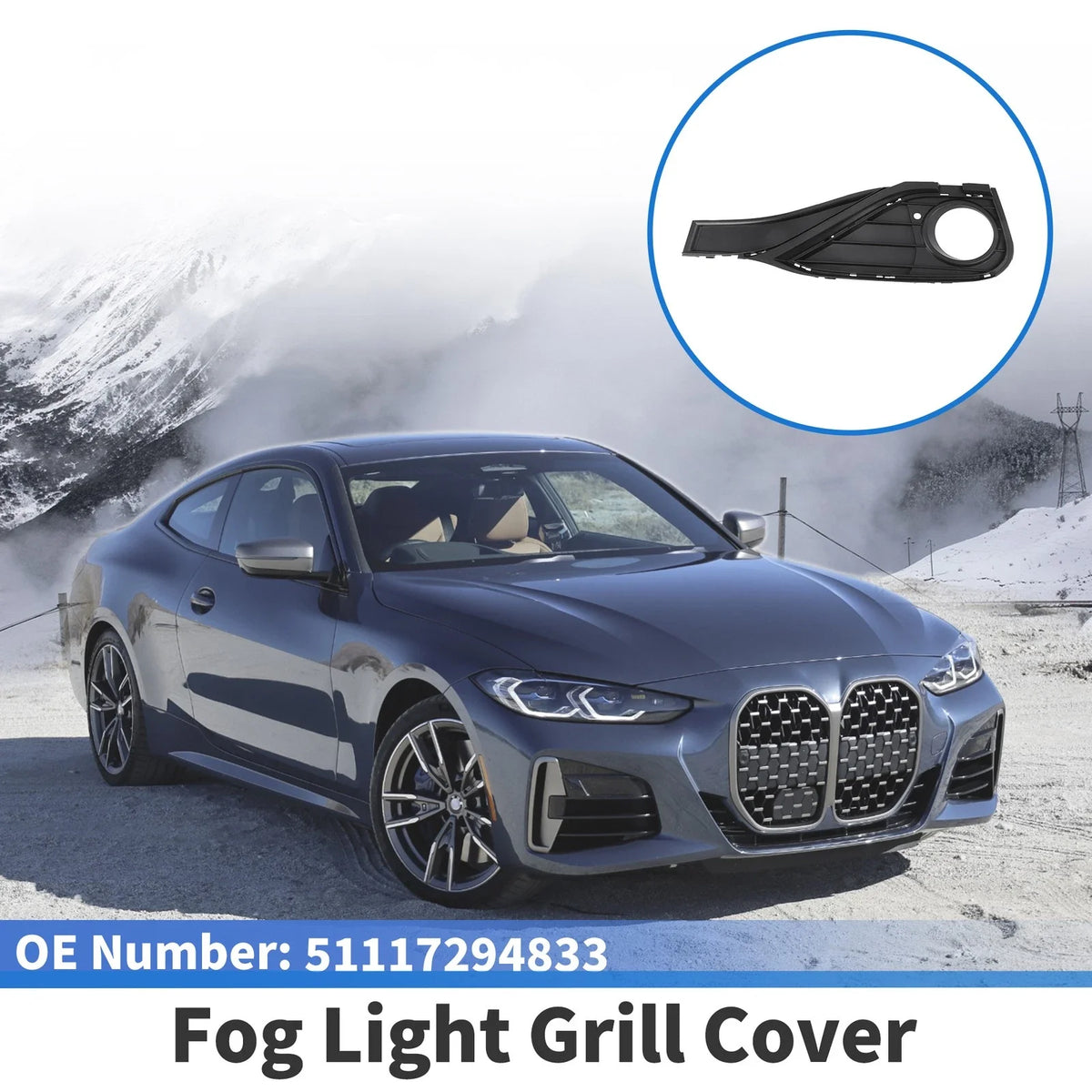 1 Pc Fog Light Grill for BMW 4 Series (2013–2016) No. 51117294833