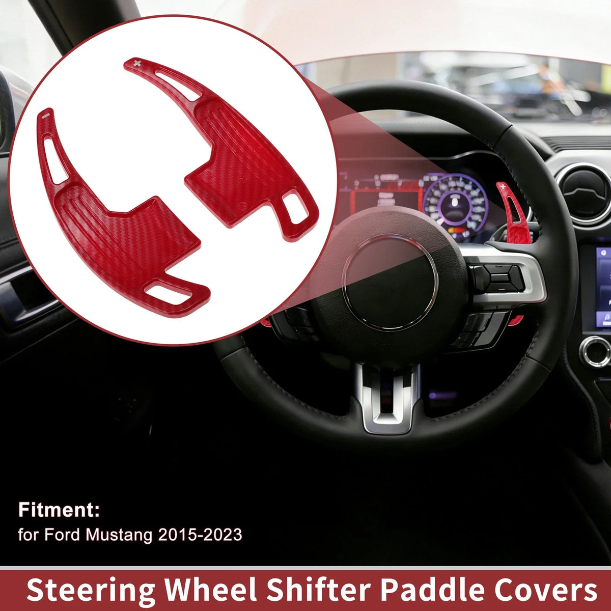 Plastic Steering Wheel Shift Paddles Extensions for Ford Mustang (2015–2023)