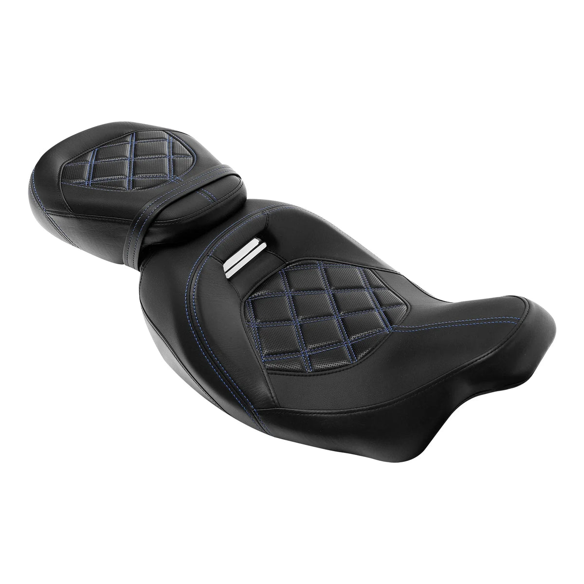 Gel Driver & Passenger Seat Black Blue for Harley Street Tri Glide (2009–2023)