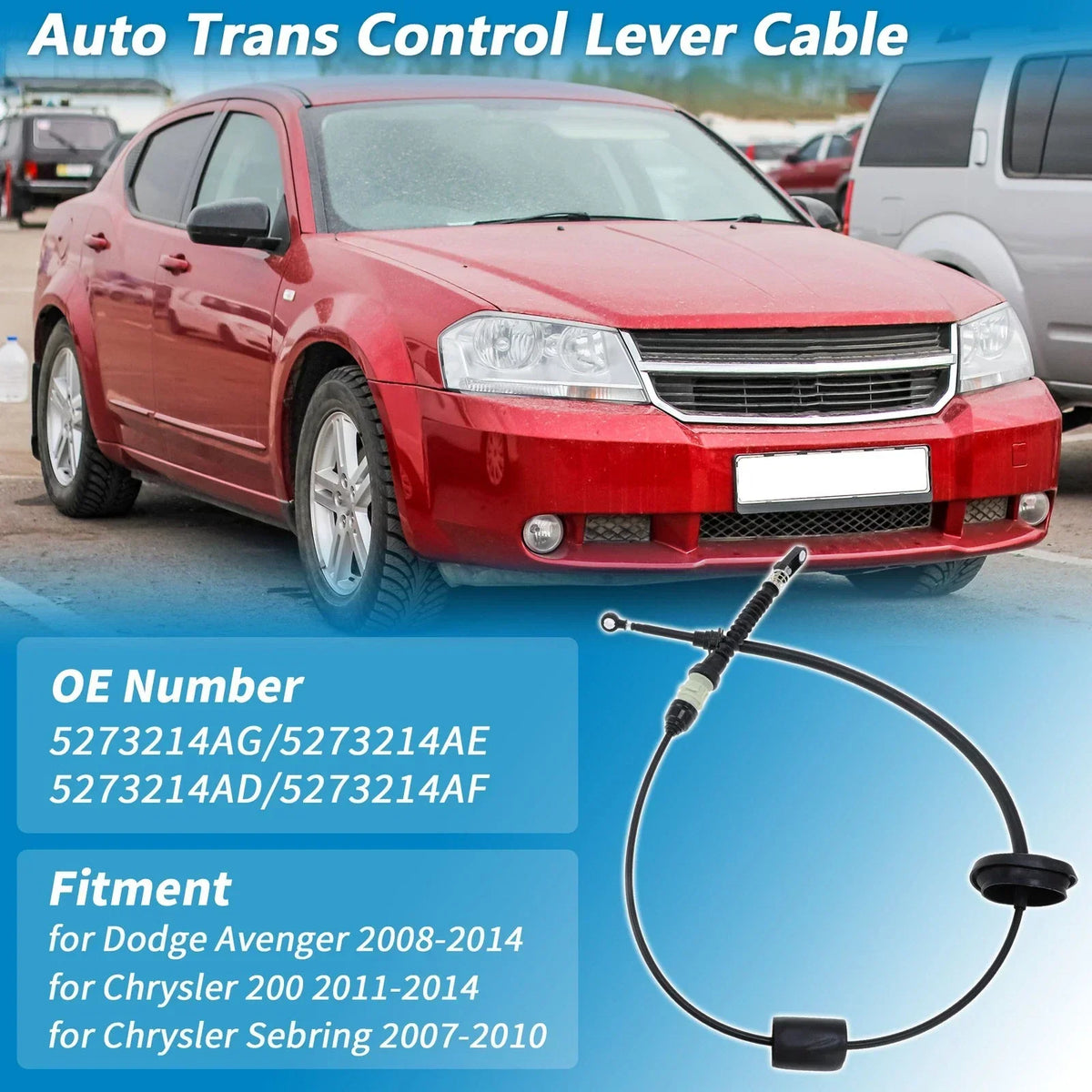 Transmission Shifter Cable for Chrysler 200 & Dodge Avenger 2011-2014