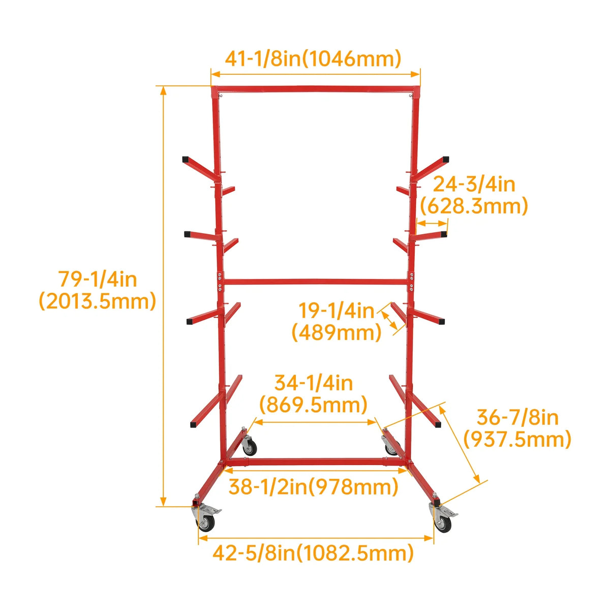 Mobile Bumper Storage Rack for Auto Body (Adjustable Support Arms)