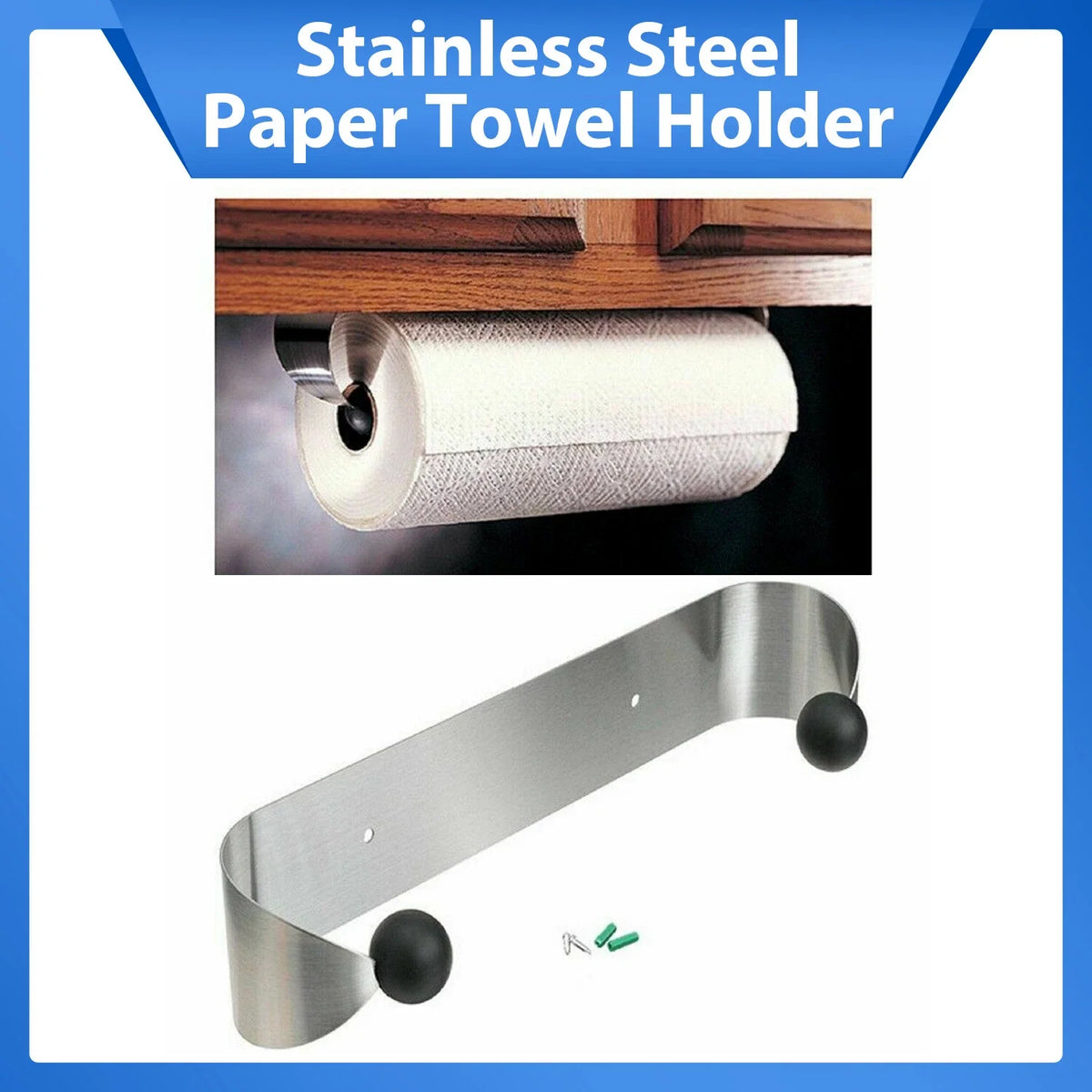 Kitchen Bathroom Wall Mount Paper Towel Holder Under Cabinet