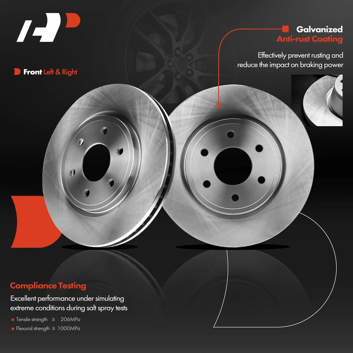 Front Brake Pads and Disc Rotors Set for Nissan Frontier 2005-2019