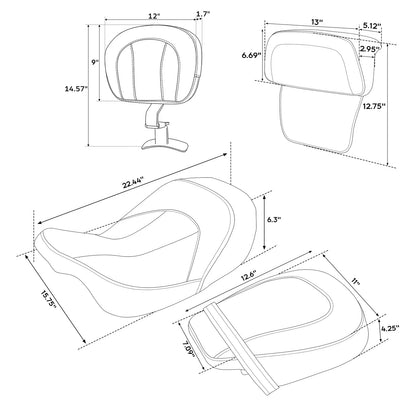 Driver & Passenger Seats Backrest Pad - Harley CVO Road Glide 2014-2023