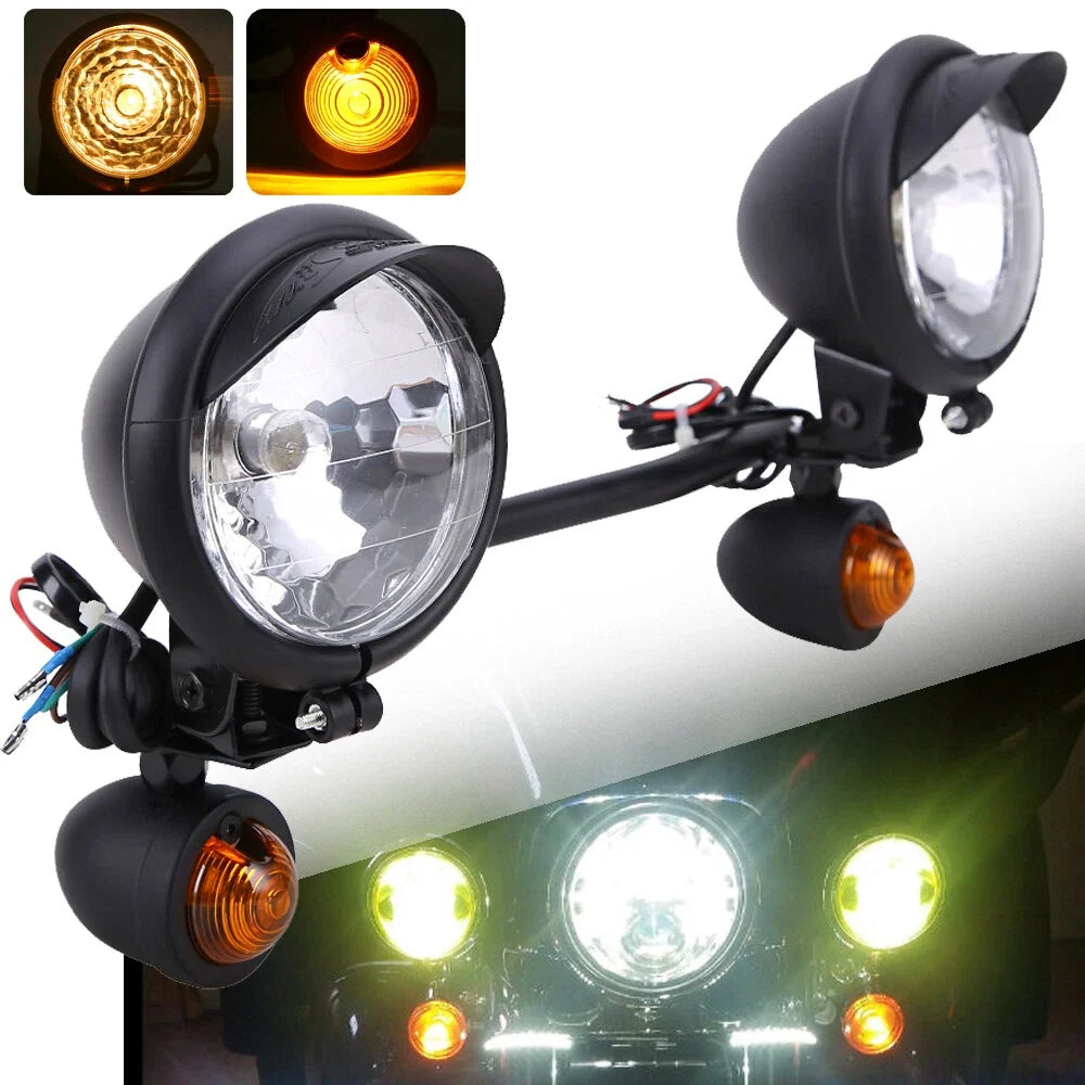 Spot Light Bar Bracket + Turn Signal Light for Motorcycle