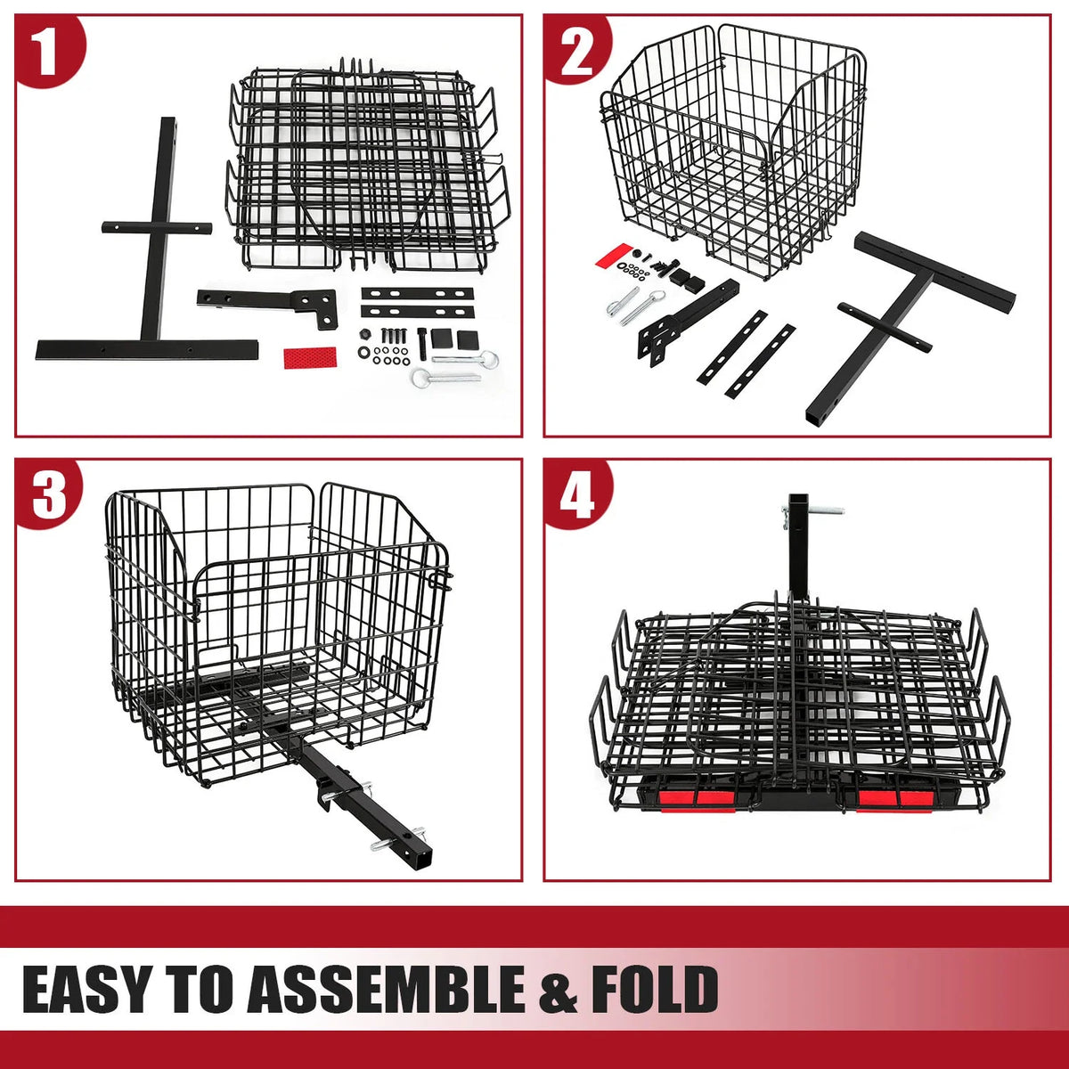 1" Hitch Receiver Folding Rear Basket for Power Chairs & Mobility Scooters