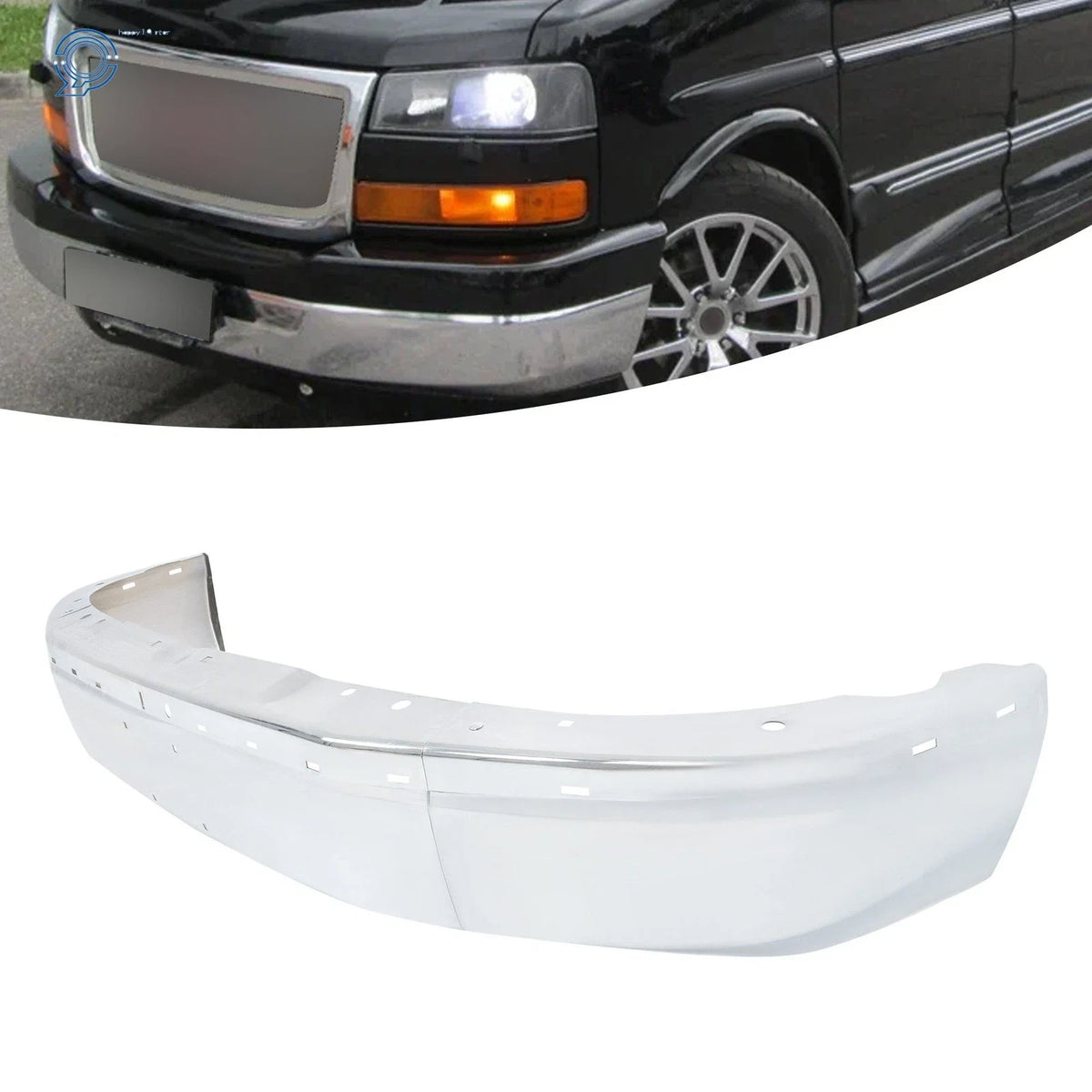 Chrome Steel Front Bumper for Chevy Express 2500 3500 GMC Savana (2003–2025)