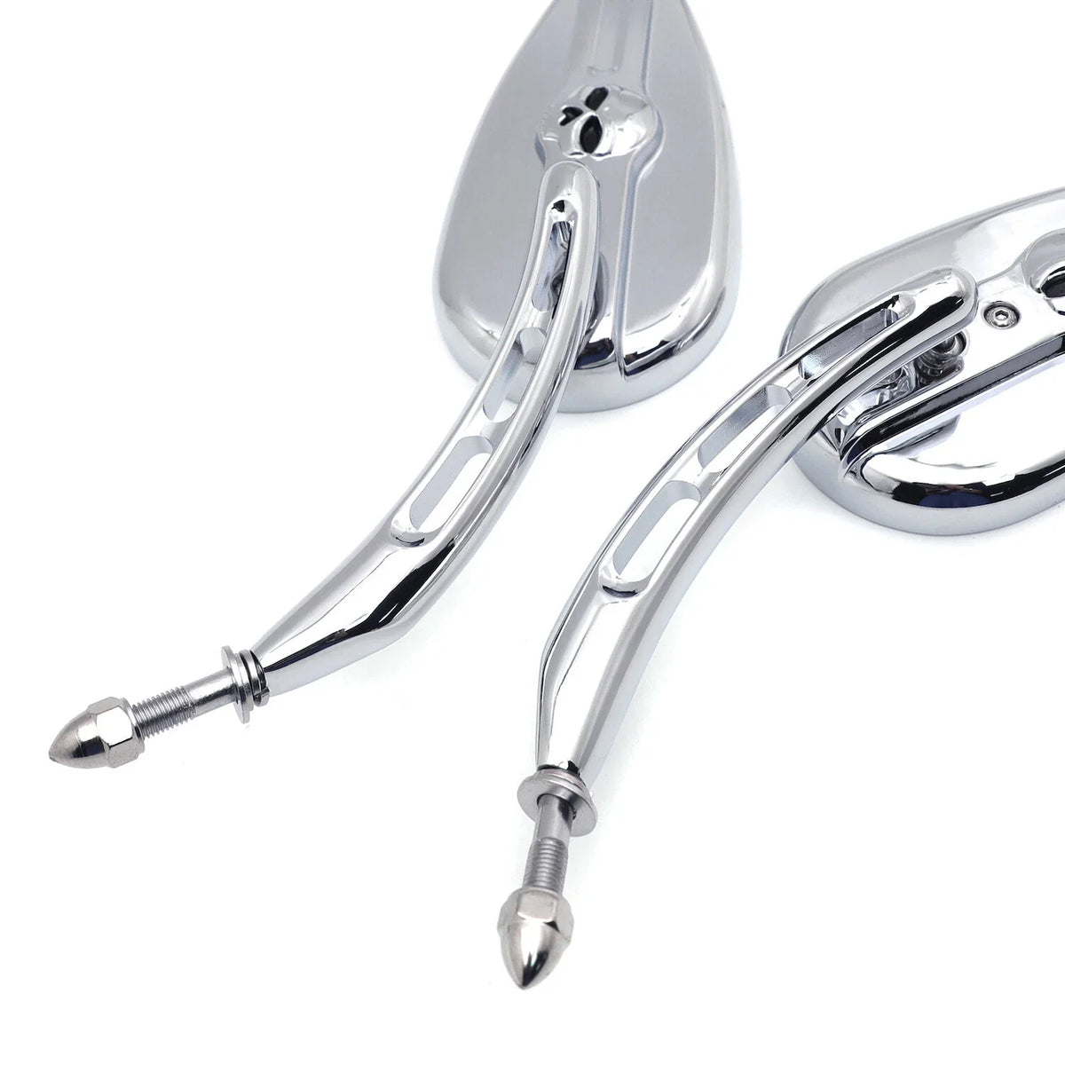 Chrome Skull Side Mirrors for Harley Softail Models (2014-2023)