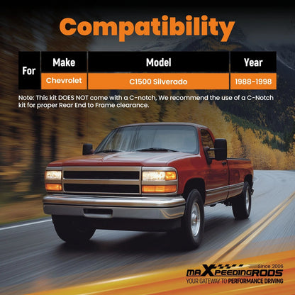 6" Flip Axle Kit compatible with Chevrolet C1500 Silverado 88-98