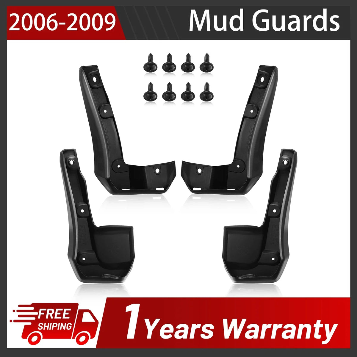 Front & Rear Mud Flaps Splash Guards for 2016–2019 Honda Civic Sedan L4 1.5L (4PC)