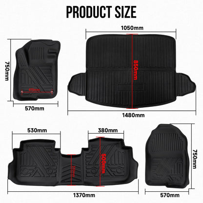 4-Piece TPE Rubber All-Weather Floor Mats for Honda CR-V 2017-2022