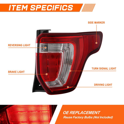 Chrome Rear Tail Lights for 2016-2019 Ford Explorer Police SUV