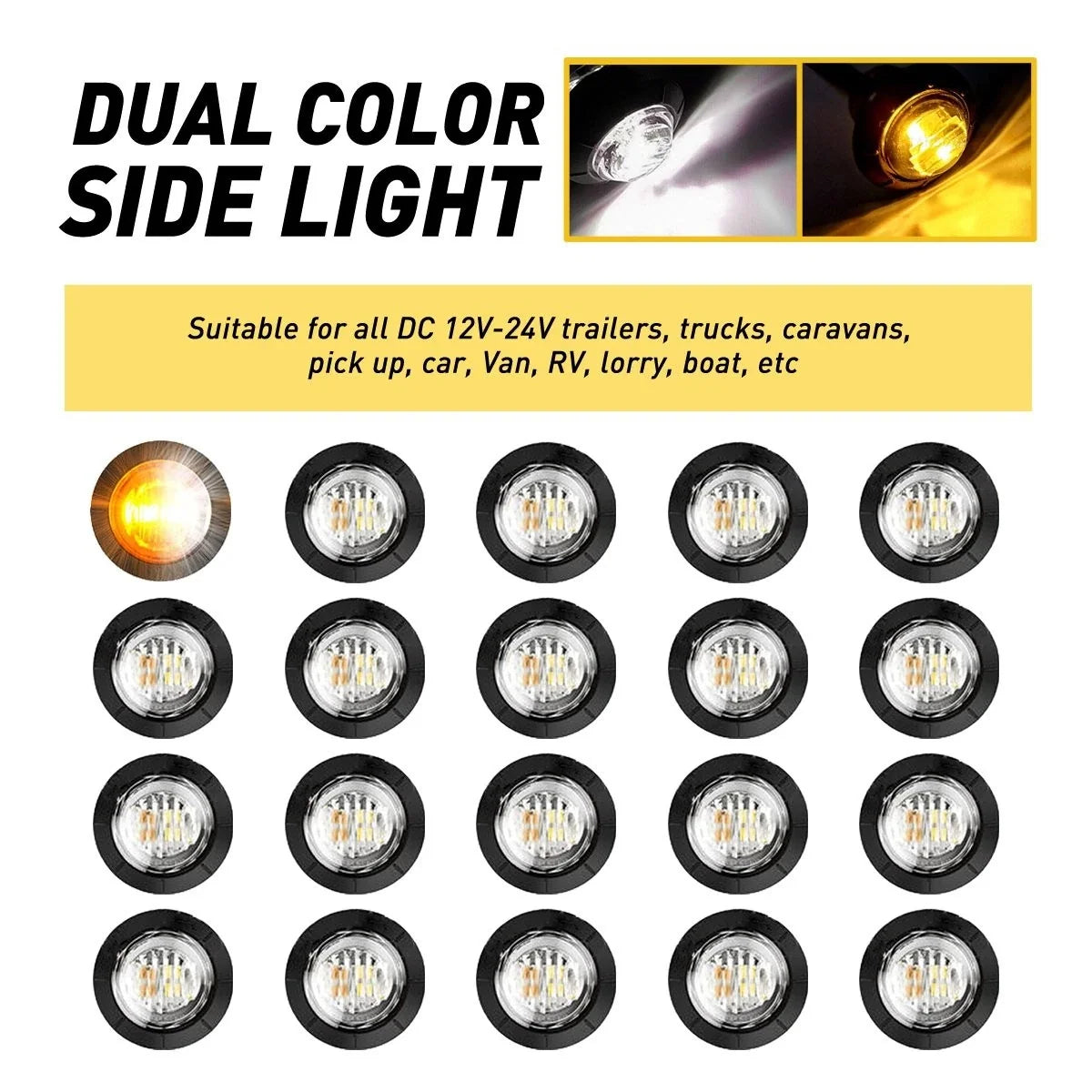 LED Marker Lights for Truck Trailer (3/4" Dual Color)