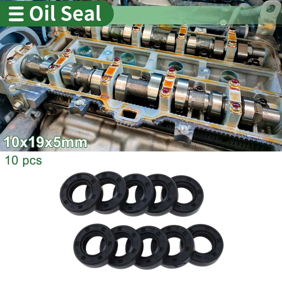 Oil Seal   - NBR Rubber 10x19x5mm High Pressure