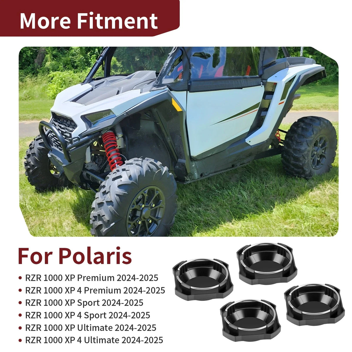 Set of 4 Center Hub Wheel Rim Caps for Polaris RZR XP 1000 / XP 4 1000 (2024–2025)