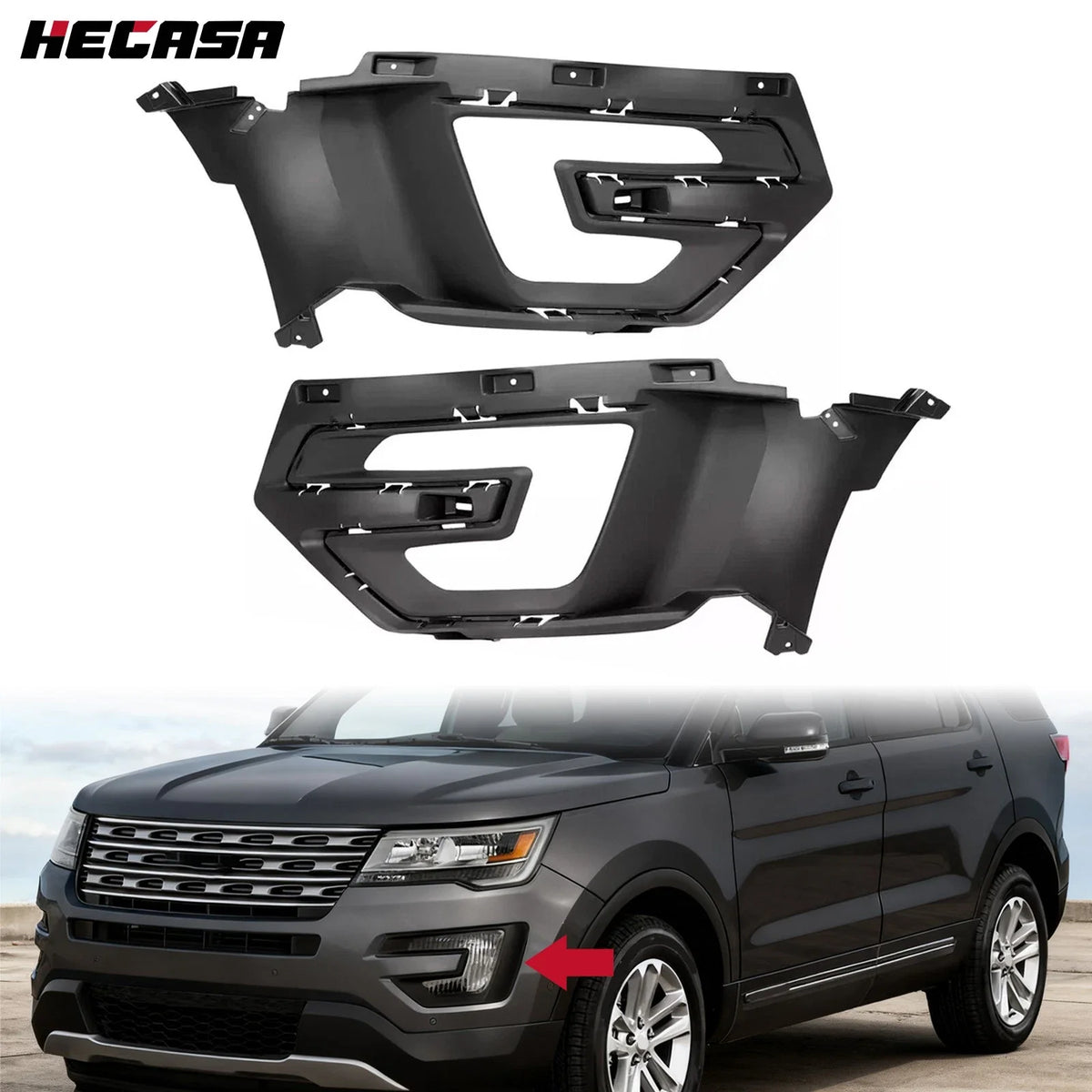 Fog Light Bezel Cover Trim Set for 2016-2017 Ford Explorer Front Bumper
