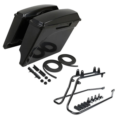 5" Stretched Hard Saddle Bags & Conversion Bracket for Harley Softail (1984–2017)