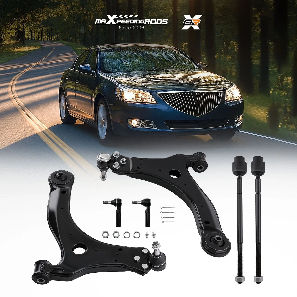 6x Front Lower Control Arms Tie Rod Ends for Chevy Impala Monte Carlo (2000–2013)