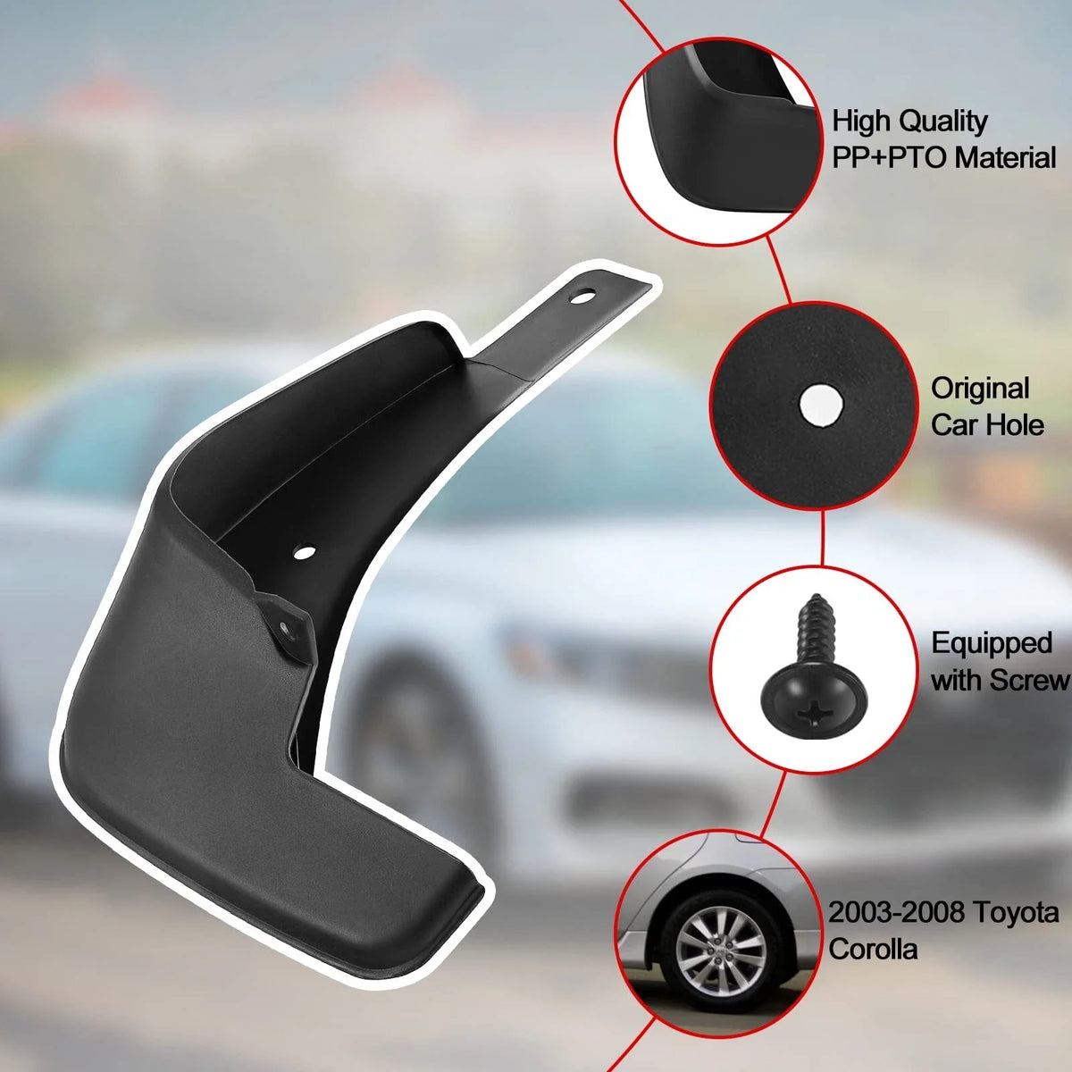 Splash Guards Mud Flaps for Toyota Corolla (2003–2008) - Set of 4