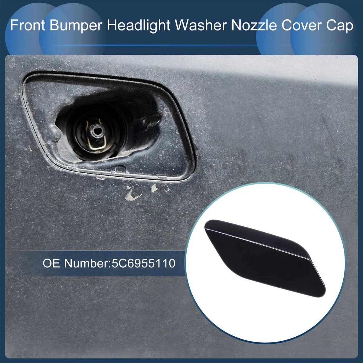 Front Right Washer Nozzle Cover Cap for Volkswagen Jetta A6 (2011–2014) Blue