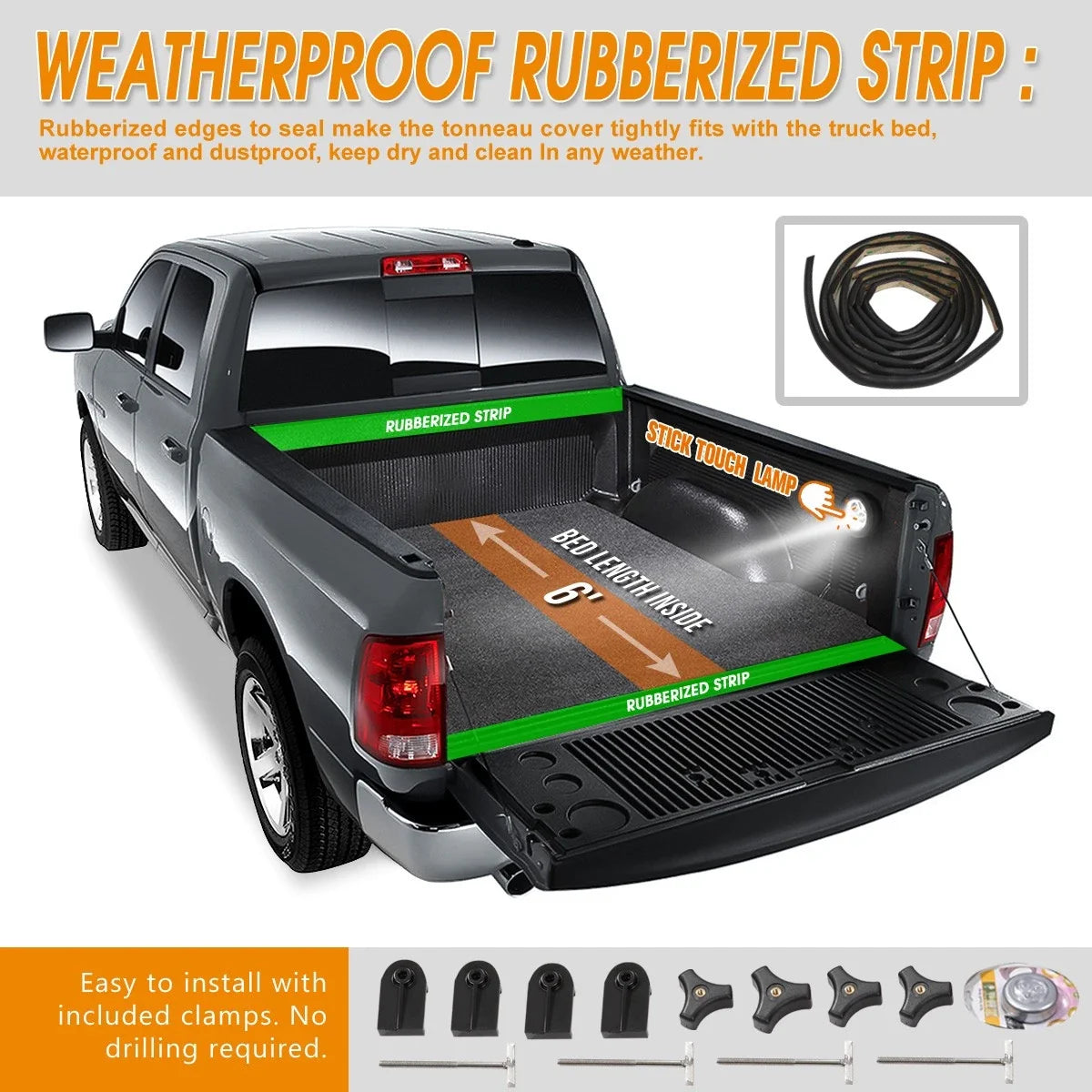 Aluminum Frame Vinyl Soft Tri-Fold Tonneau Cover for Ford Ranger (2019–2024)