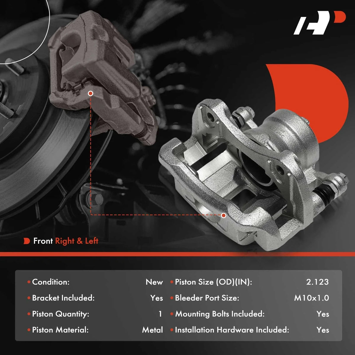 Brake Caliper Assembly - 2Pcs with Bracket for Nissan Versa 2020-2023