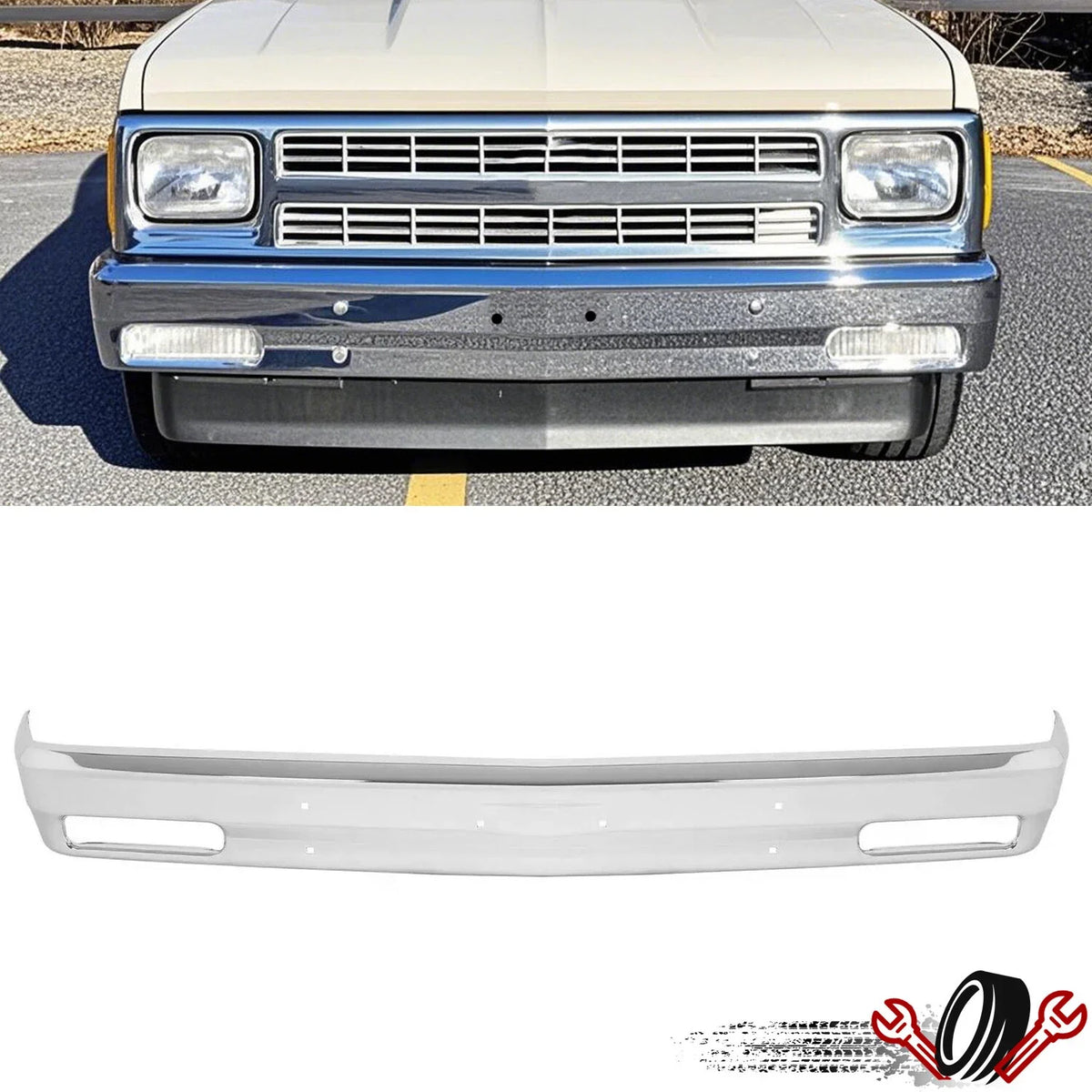 Chrome Front Bumper Face Bar for Chevy S10 Blazer, GMC S15 Jimmy (1982–1993)