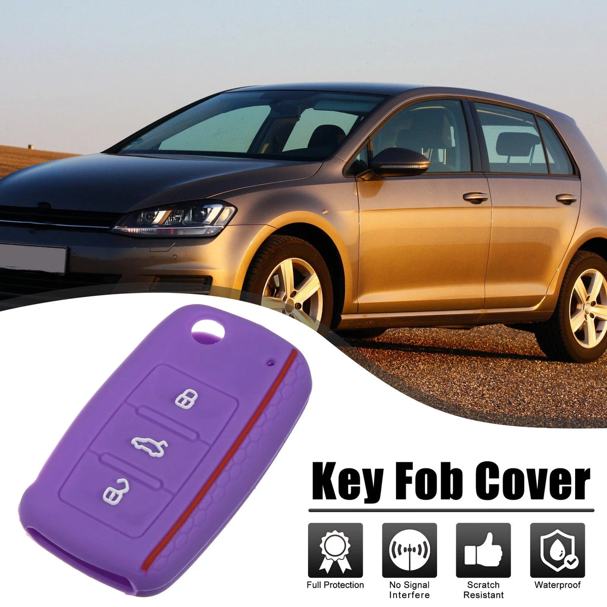 Purple Silicone Key Fob Shell for Volkswagen GTI (2015–2021)