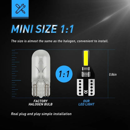 Xenon White T10 LED Bulbs 10x W5W Canbus Error Free Side Light