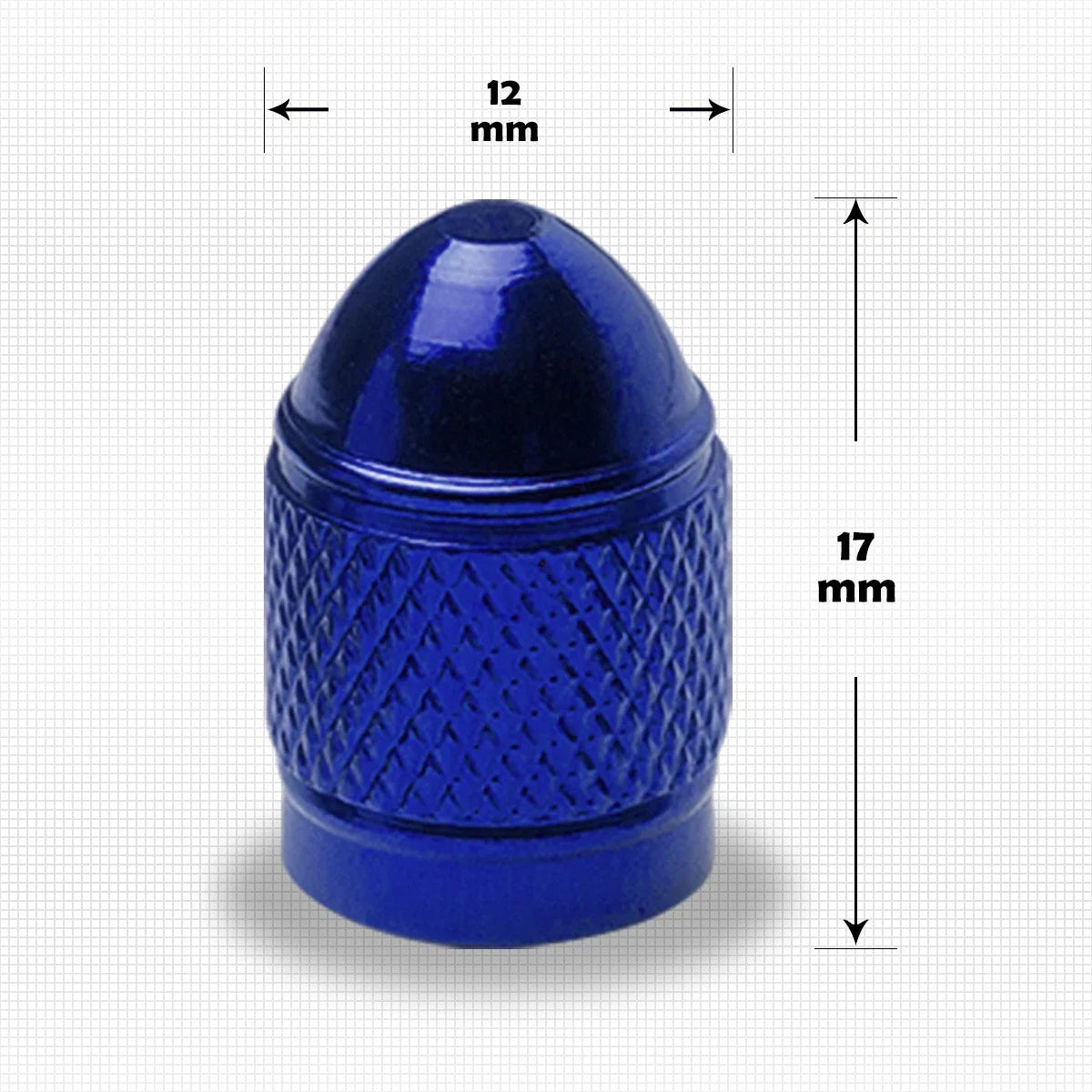 Blue Aluminum Tire Valve Stem Caps - Set of 4 for All Vehicles