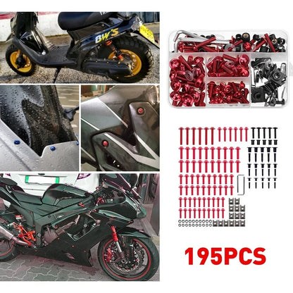 Universal Bolts Fairing Fasteners for Motorcycle (Black/Red)