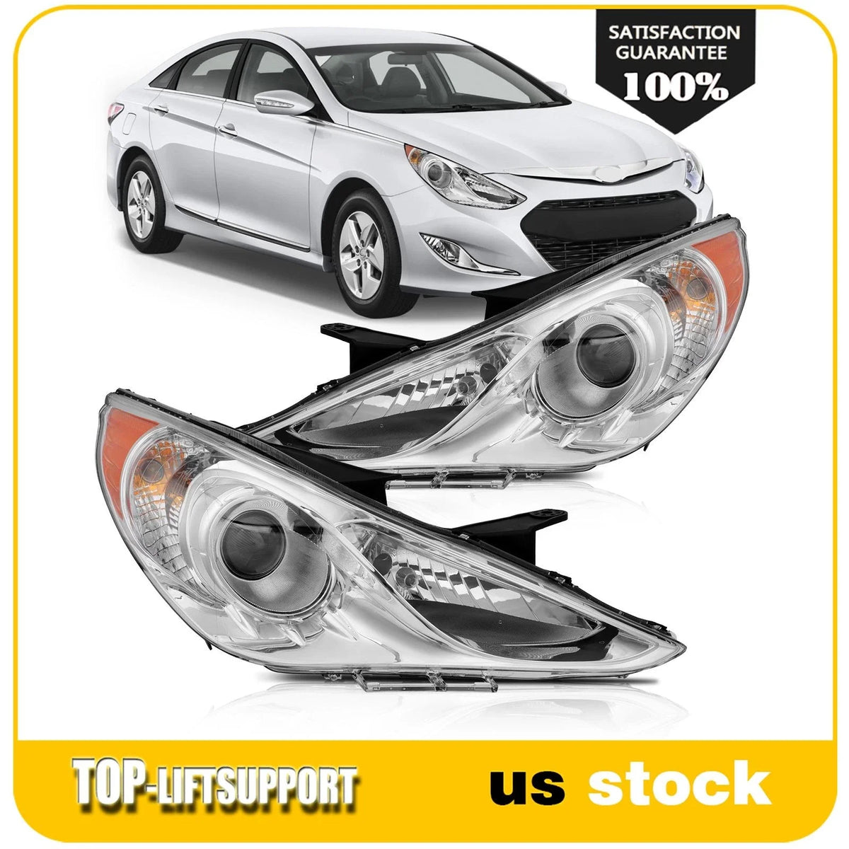 2X Headlight Assembly for Hyundai Sonata (2011–2014) with Projector