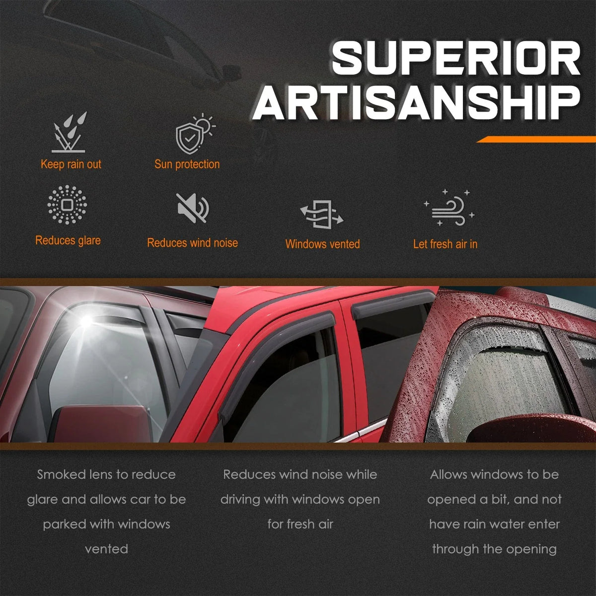 2X Tape On Side Window Visors for Dodge Challenger (2008–2018)