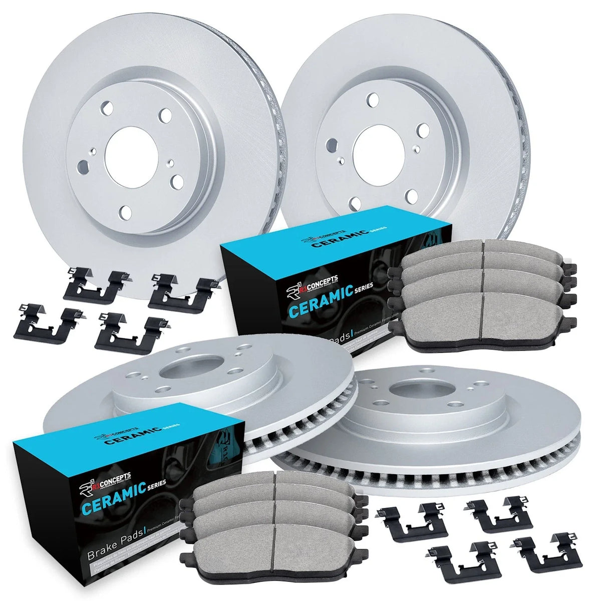 R1 Concepts Brake Disc and Pad Kits - Complete Set for Front & Rear