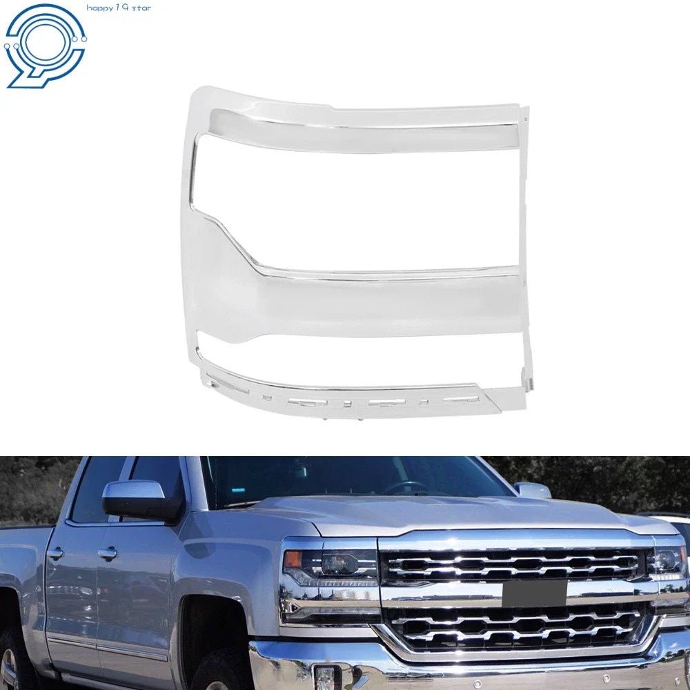 Right Side Chrome Headlight Trim Bezel for Chevy Silverado 1500 (2016–2018)