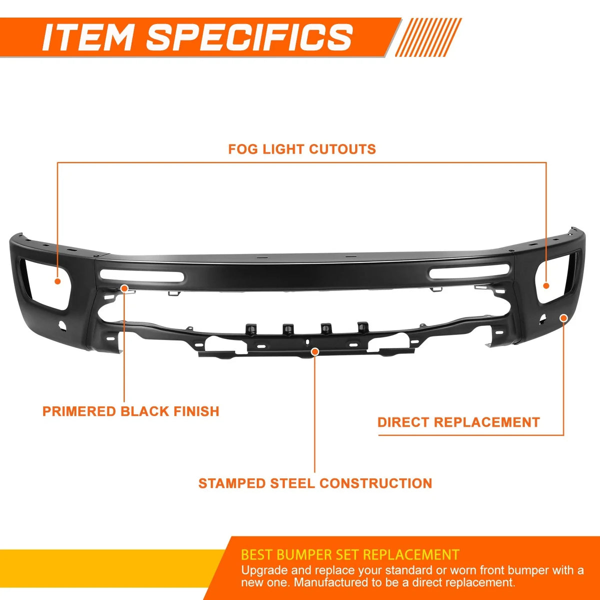 Black Steel Front Bumper Face Bar for Ford Ranger (2019–2024)