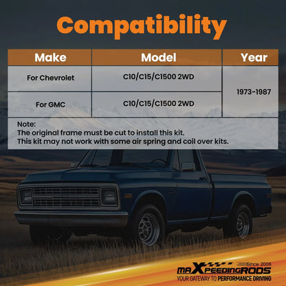 Rear C-Notch Kit for Chevrolet GMC C10 C15 C1500 2WD (1973–1987)