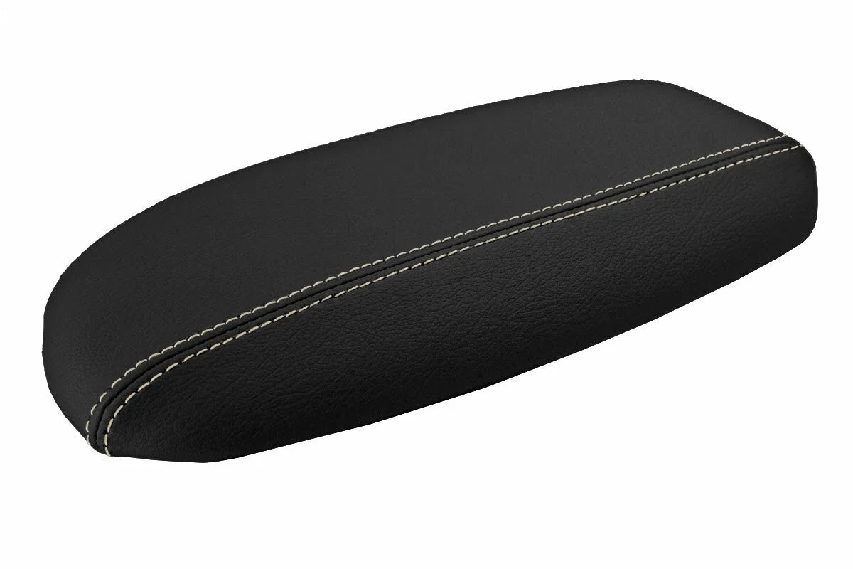 Leather Console Lid Armrest Cover for Ford Mustang (1994–2004) Beige Stitch