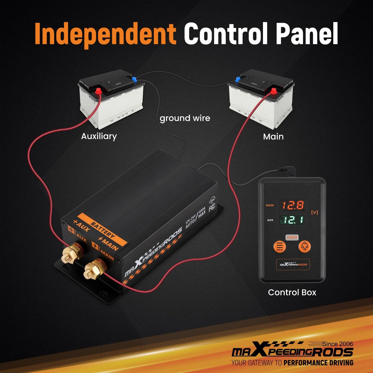 12/24V Dual Battery Controller 300A for All Car Truck SUV Models