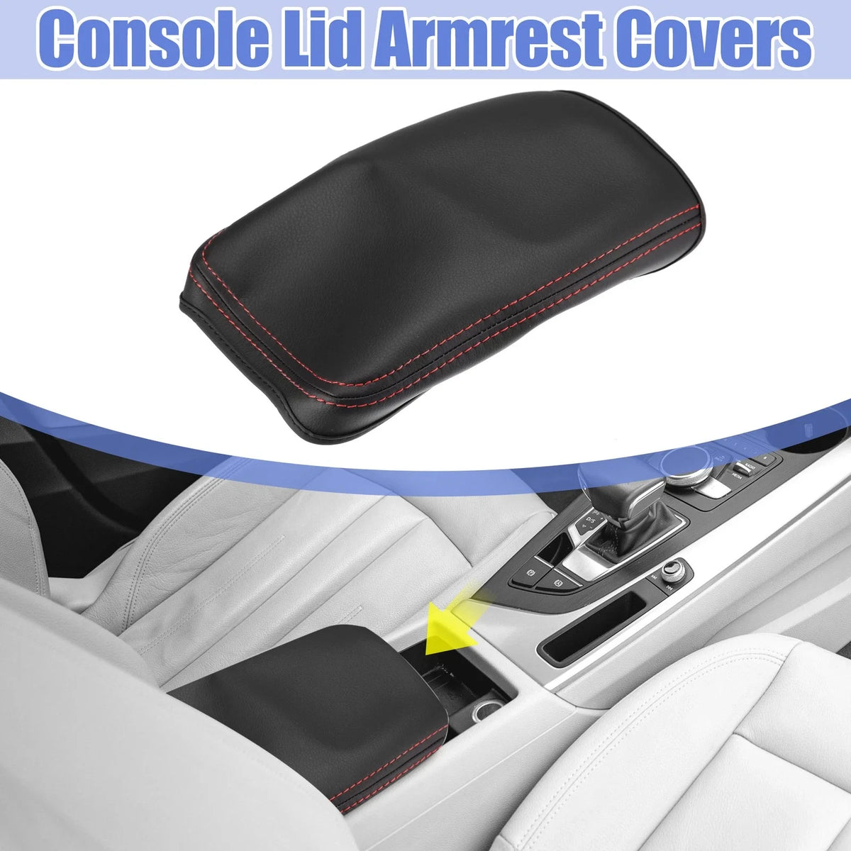 Center Console Cover Pad for Audi A4 B9 (2017–2020) Red Stitches
