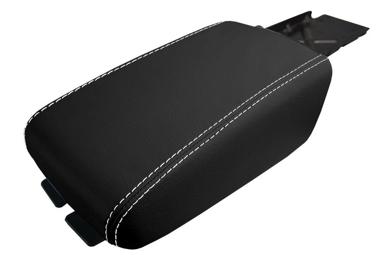 Leather Console Lid Armrest Cover for Nissan Altima (2005–2006) White Stitch