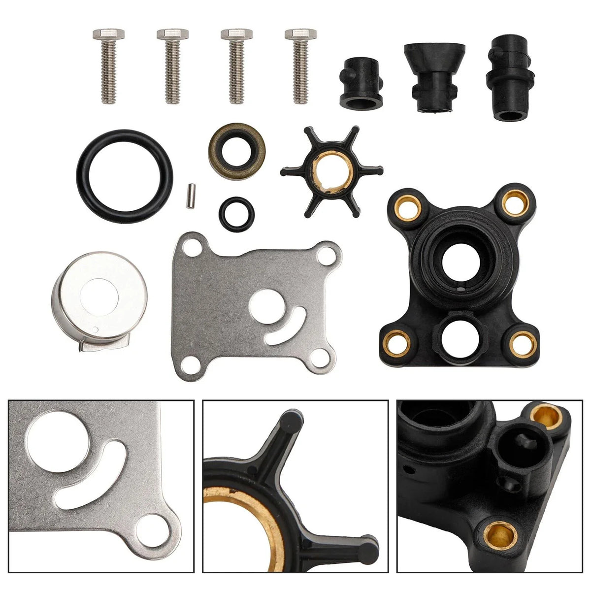 Water Pump Impeller Kit for Johnson Evinrude 8-15HP Outboard (w/ Housing 18-3327)